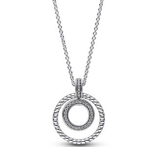Pandora Pave and Beads Circle Pendant Necklace